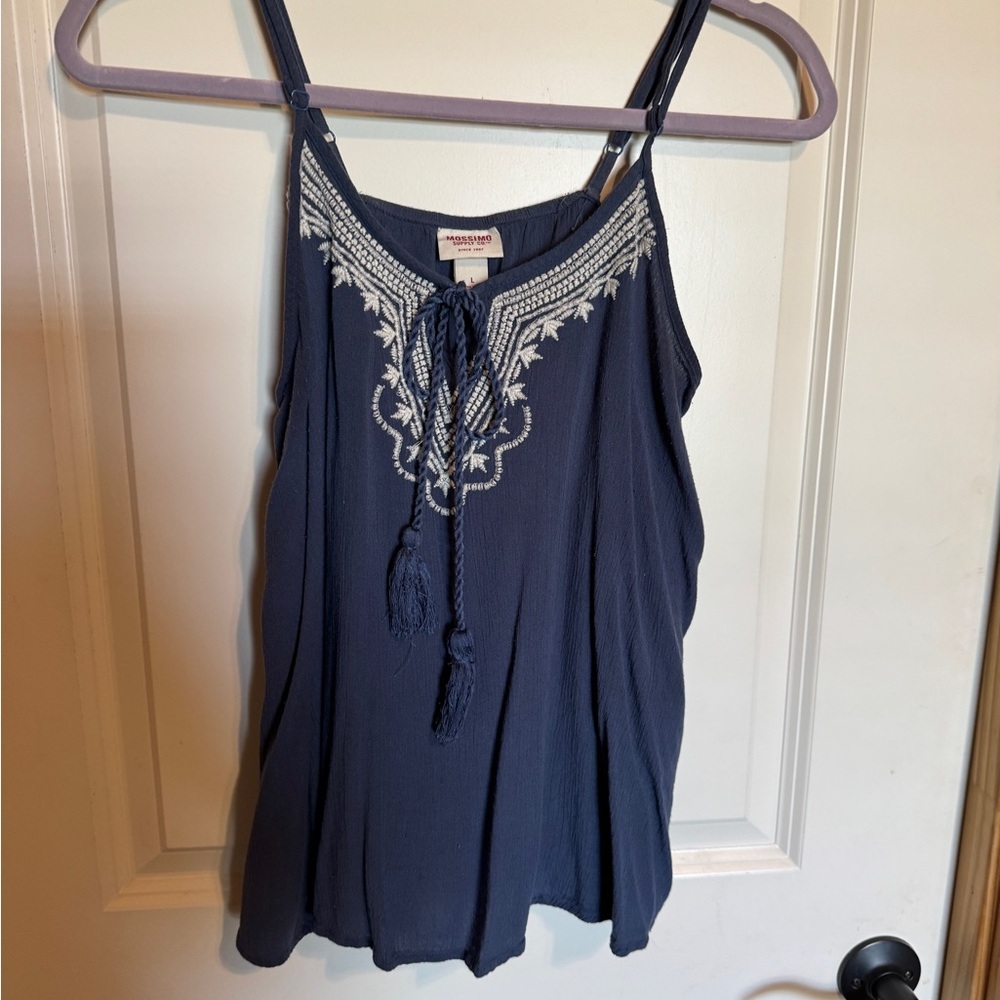 Mossimo Supply Co. Women's Navy Embroidered Top‎ Size Large
